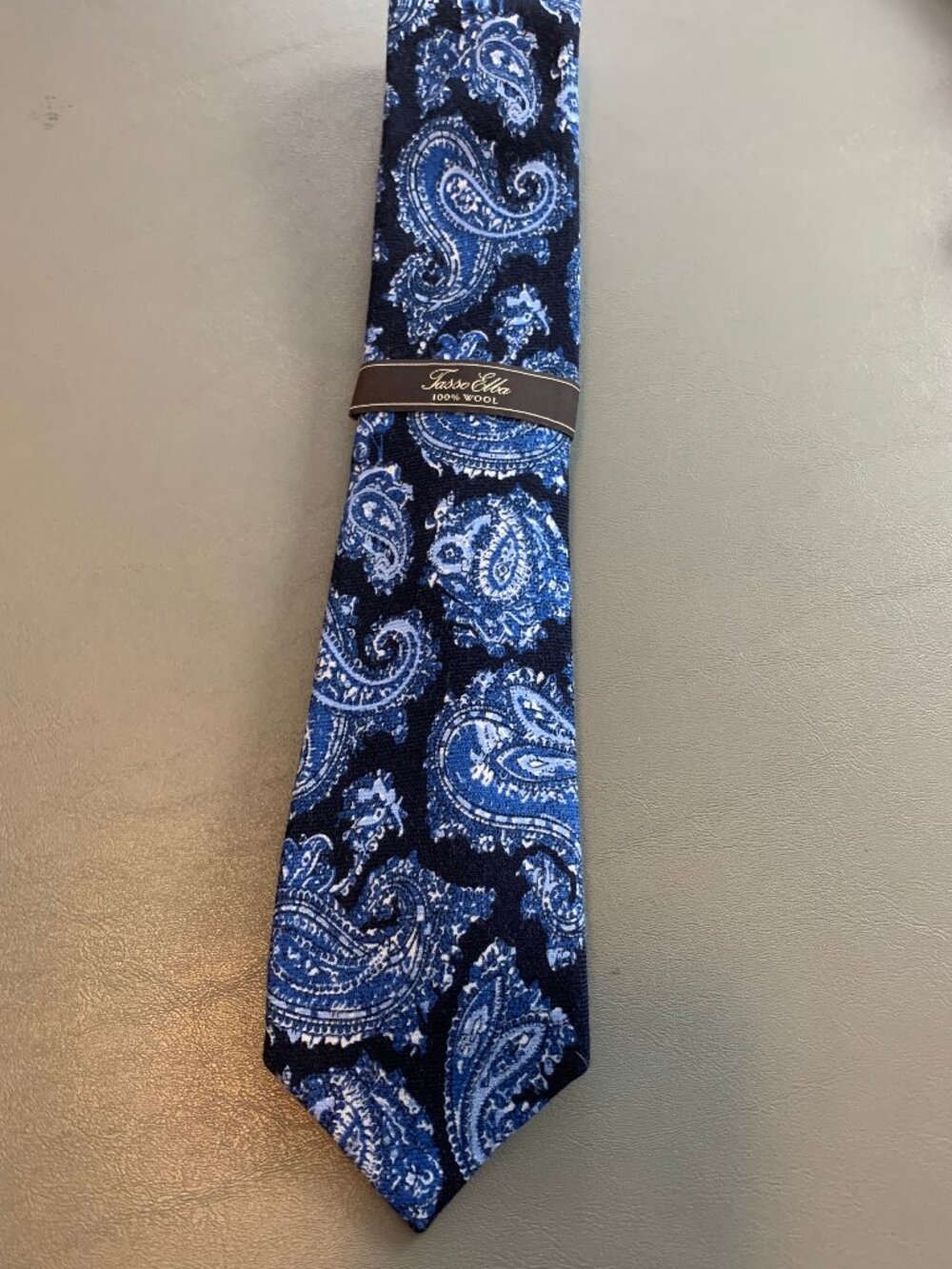 Tasso Elba Men's 3.25'' 100% Wool Paisley Pattern Neck Tie, Navy Blue, One Size